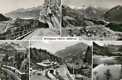 AK / Ansichtskarte Bruenig_BE Bruenigpass Panorama Eisenbahn Bahnhof Seepartie Bruenig_BE