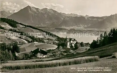 AK / Ansichtskarte Goldiwil Hotel Jungfrau mit Thunersee und Niesen Goldiwil