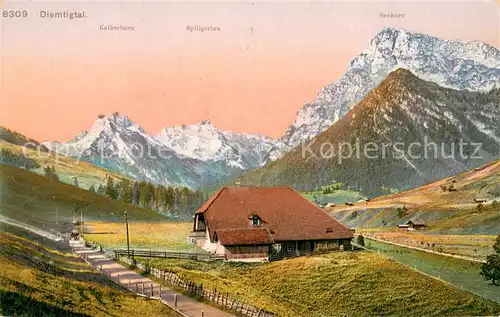 AK / Ansichtskarte Diemtigtal_BE Bauernhof mit Kalberhorn Spillgerten Sechorn 