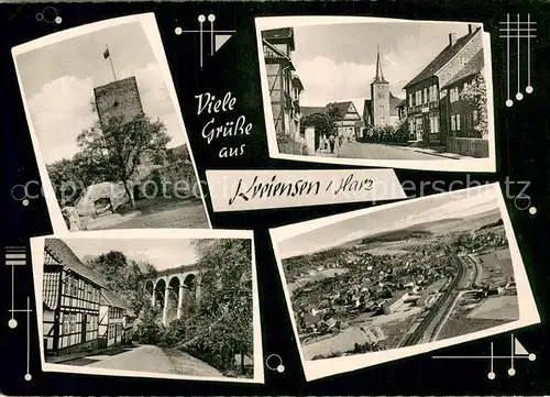 AK / Ansichtskarte Kreiensen Fliegeraufnahme Fachwerkhaus Dorf Gasse Turm Kreiensen