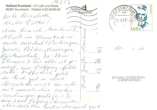AK / Ansichtskarte Krumbach_Bad Heilbad Krumbad Aussenansicht Krumbach_Bad