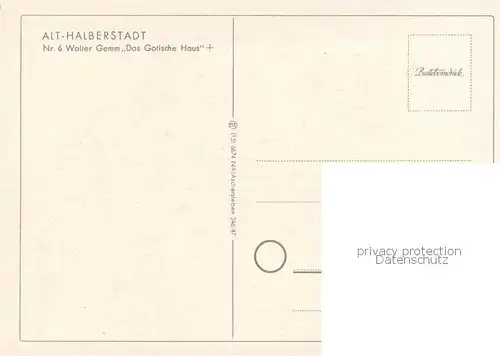 AK / Ansichtskarte Alt_Halberstadt Gotisches Haus Kuenstlerkarte Walter Gemm 