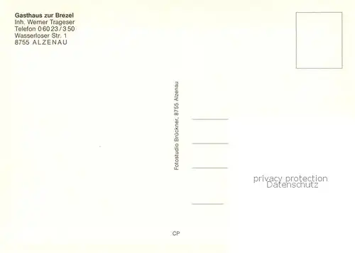 AK / Ansichtskarte Alzenau_Unterfranken Gasthaus zur Brezel Aussenansicht Alzenau Unterfranken