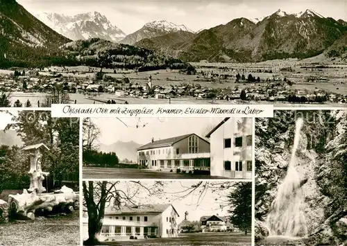 AK / Ansichtskarte Ohlstadt Gesamtansicht m. Zugspitze Kramer Ettaler Manndl Laber Kuranstalt d. LVA Ohlstadt