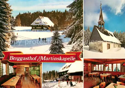 AK / Ansichtskarte Furtwangen Berggasthof Martinskapelle Schnee Winter Wintersportplatz Furtwangen