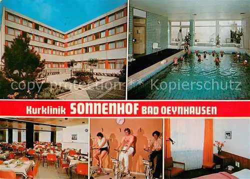 AK / Ansichtskarte Bad_Oeynhausen Kurklinik Sonnenhof Hallenbad Speisesaal Bad_Oeynhausen