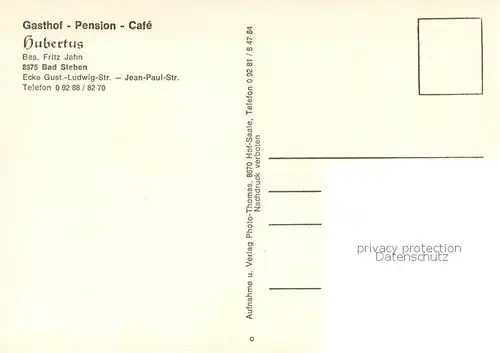 AK / Ansichtskarte Bad_Steben Gasthof Pension Hubertus Aussenansicht Bad_Steben