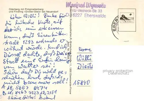 AK / Ansichtskarte Neuendorf_Altmark Oderberg mit Pimpinellenberg und Findling Grosser Stein Neuendorf Altmark