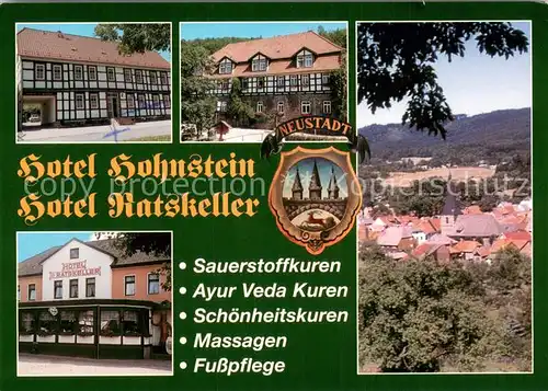 AK / Ansichtskarte Neustadt_Harz Bettenhaus Hotel Hohnstein Hotel Ratskeller Panorama Neustadt_Harz