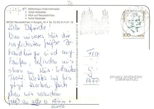 AK / Ansichtskarte Neustadt_Harz Bettenhaus Hotel Hohnstein Hotel Ratskeller Panorama Neustadt_Harz