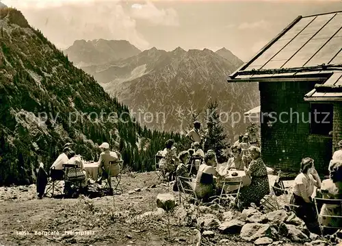AK / Ansichtskarte Oberjoch Bergcafe Iselerplatz mit Daumen Breitenberg und Ratsspitze Oberjoch