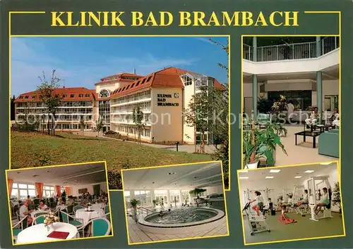 AK / Ansichtskarte Bad_Brambach Klinik Foyer Cafeteria Schwimmhalle Fitnessraum Bad_Brambach