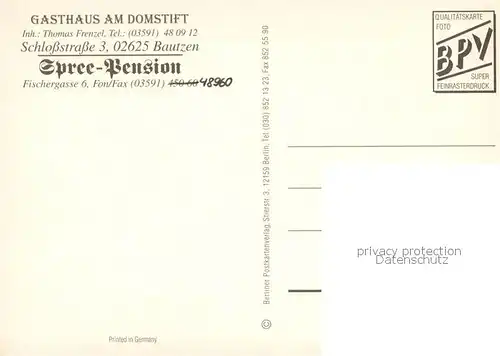 AK / Ansichtskarte Bautzen Gasthaus am Domstift Gastraeume Spree Pension Bautzen