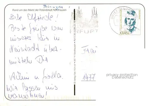 AK / Ansichtskarte Nordhausen__Thueringen Rund um den Markt der Rolandstadt 