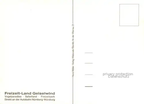 AK / Ansichtskarte Geiselwind Freizeit Land Geiselwind Vogelparadies Safariland Freizeitpark Geiselwind