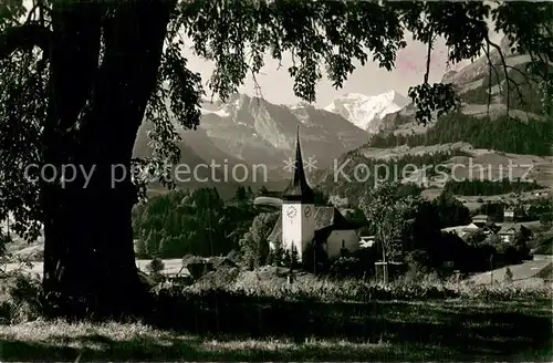 AK / Ansichtskarte Frutigen_BE Kirche mit Balmhorn Altels Schattiger Ausblick Frutigen BE