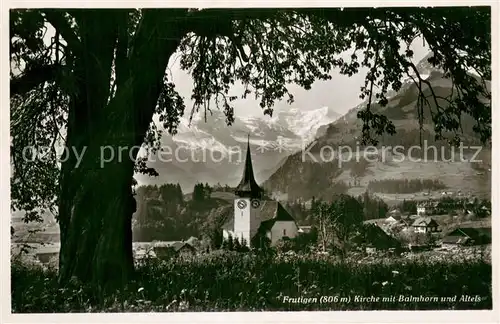 AK / Ansichtskarte Frutigen_BE Kirche mit Balmhorn und Altels Frutigen BE