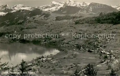 AK / Ansichtskarte Faulensee_Thunersee Panorama mit Alpen Faulensee_Thunersee