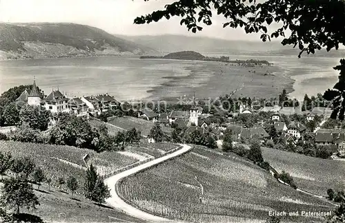 AK / Ansichtskarte Erlach_Bielersee_BE Fliegeraufnahme mit St Peterinsel 