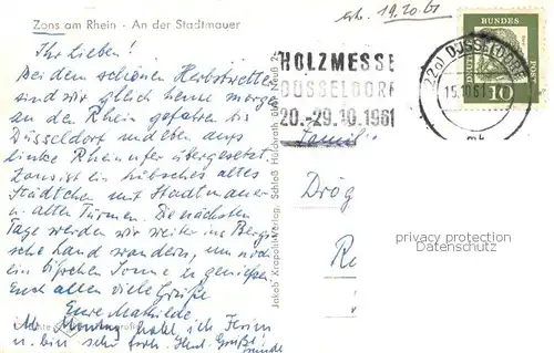 AK / Ansichtskarte Zons_Rhein An der Stadtmauer 