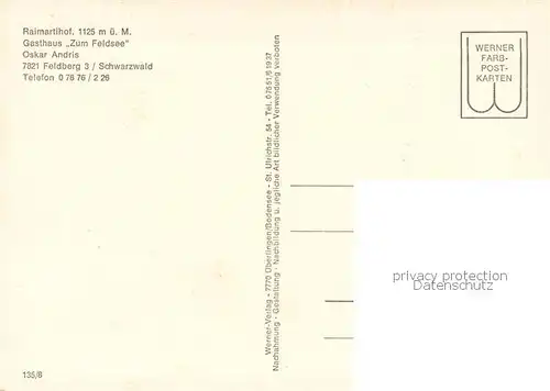 AK / Ansichtskarte Feldberg_1450m_Schwarzwald Raimartihof Gasthaus Zum Feldsee Aussenansicht m. Feldberg 