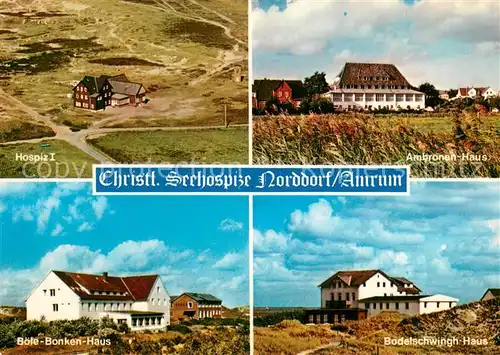 AK / Ansichtskarte Norddorf_Amrum Fliegeraufnahme Hospiz 1 Boele Bonken Haus Bodelschwingh Haus Ambronen Haus Norddorf Amrum