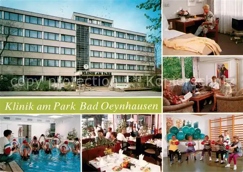 AK / Ansichtskarte Bad_Oeynhausen Klinik am Park Speisesaal Gymnastikhalle Hallenbad Wassergymnastik Bad_Oeynhausen