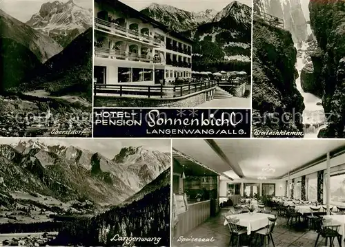 AK / Ansichtskarte Langenwang_Fischen Hotel Pension Sonnenbichl Speisesaal Oberstdorf Breitachklamm  Langenwang Fischen