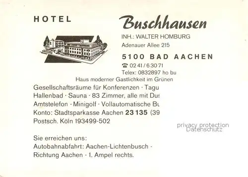 AK / Ansichtskarte Bad_Aachen Hotel Buschhausen Teilasnichten m. Minigolfanlage u. Hallenbad Bad_Aachen