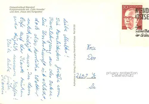 AK / Ansichtskarte Niendorf__Ostseebad_Timmendorferstrand Kurpromenade Cafe Annette Haus des Kurgastes 