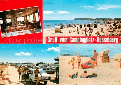 AK / Ansichtskarte Hasselberg_Ostsee Campingplatz Hasselbarg Strandrestaurant Strand Hasselberg_Ostsee
