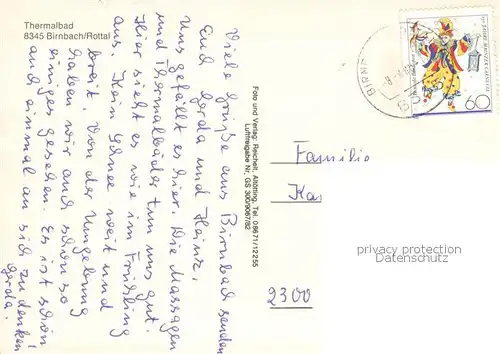 AK / Ansichtskarte Birnbach_Rottal Rottal Terme Thermalbad Teich Luftbild Birnbach Rottal