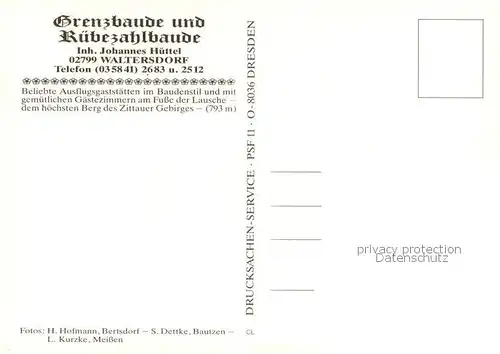 AK / Ansichtskarte Waltersdorf_Zittau Panorama Grenzbaude und Ruebezahlbaude Gaststuben Waltersdorf Zittau