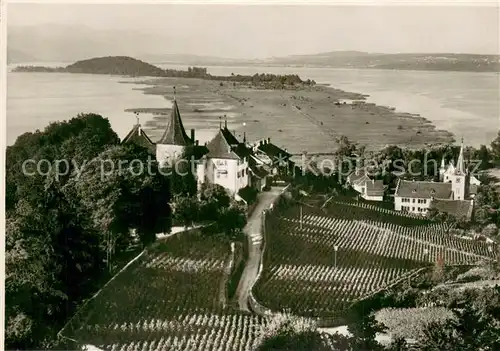 AK / Ansichtskarte Erlach_Bielersee_BE Panorama mit Kirche 