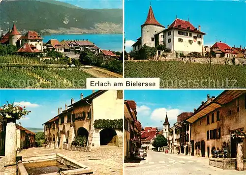 AK / Ansichtskarte Erlach_Bielersee_BE Panorama Kirche Schloss Dorfmotive 