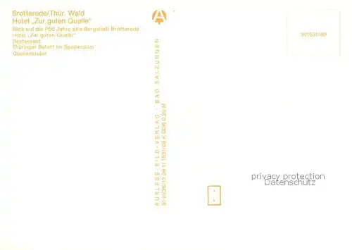 AK / Ansichtskarte Brotterode Panorama Hotel Zur guten Quelle Restaurant Thueringer Bueffet Quellenstube Brotterode