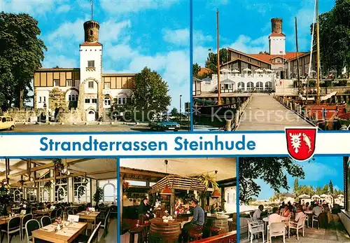 AK / Ansichtskarte Steinhude_Wunstorf Strandterrassen Steinhude Gastraeume Bar Terrasse Bootssteg 