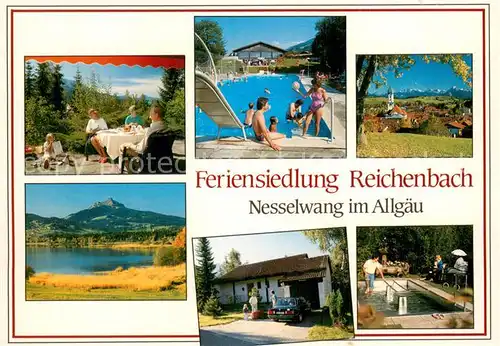 AK / Ansichtskarte Nesselwang Feriensiedlung Reichenbach Garten Freibad Panorama Wassertretanlage Nesselwang