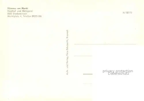 AK / Ansichtskarte Stadtsteinach Huemmer am Markt Kirche Gasthof Restaurant Stadtsteinach