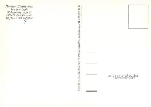 AK / Ansichtskarte Zinnowitz_Ostseebad Strand Pension Sonneneck Zinnowitz_Ostseebad