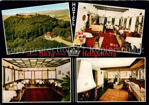 AK / Ansichtskarte Heiligenberg_Hessen Burg Hotel Fliegeraufnahme Gastraeume 