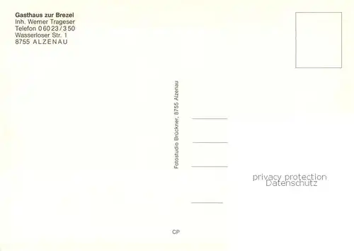 AK / Ansichtskarte Alzenau_Unterfranken Gasthaus zur Brezel Alzenau Unterfranken