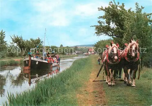 AK / Ansichtskarte Burgthann Treidelschiff Elfriede gezogen von einem Pferdegespann Burgthann
