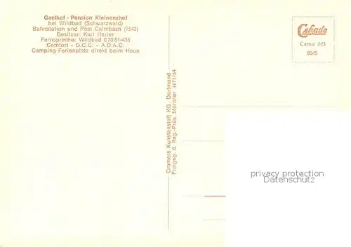 AK / Ansichtskarte Wildbad_Schwarzwald Gasthof Pension Kleinenzhof  Wildbad_Schwarzwald