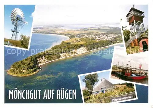AK / Ansichtskarte Moenchgut_Ruegen Windrat Aussichtsturm Hafen Pfarrwitwenhaus Fliegeraufnahme  Moenchgut Ruegen