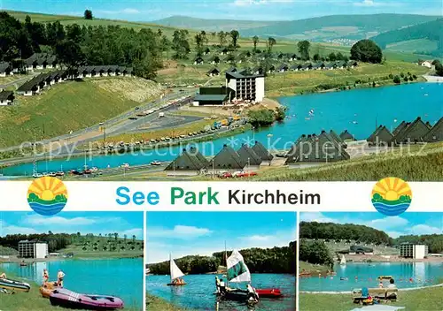 AK / Ansichtskarte Kirchheim_Hessen Seepark Kirchheim Fliegeraufnahme Teilansichten Kirchheim Hessen