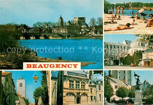 AK / Ansichtskarte Beaugency Les monuments vus de la Loire La plage labbaye Notre Dame La statue de Jeanne d Arc Beaugency
