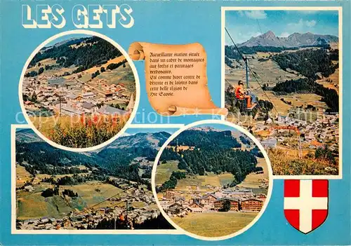 AK / Ansichtskarte Les_Gets_74 Vue generale aerienne et Pic de Marcelly La pointe de Nyon Mont Blanc Vue partielle le Mont Chery 