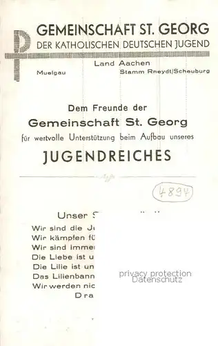 AK / Ansichtskarte Aachen Foerderkarte Gemeinschaft St. Georg Aachen