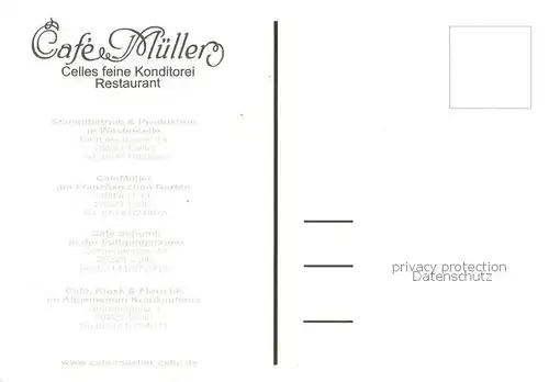 AK / Ansichtskarte Celle_Niedersachsen Cafe Mueller Celles feine Konditorei Restaurant Celle_Niedersachsen